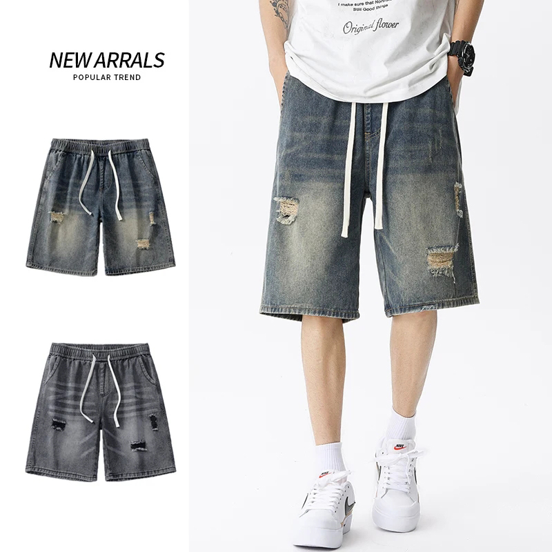 Men'S Shoes With Jeans - Celana pendek Denim tipis musim panas