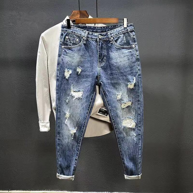 Men'S Shoes With Jeans - Jins Sembilan Titik dengan Lubang untuk