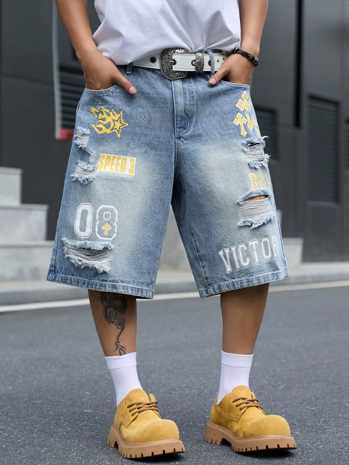 Men'S Shoes With Jeans - Celana Pendek Denim Pria Model Longgar,