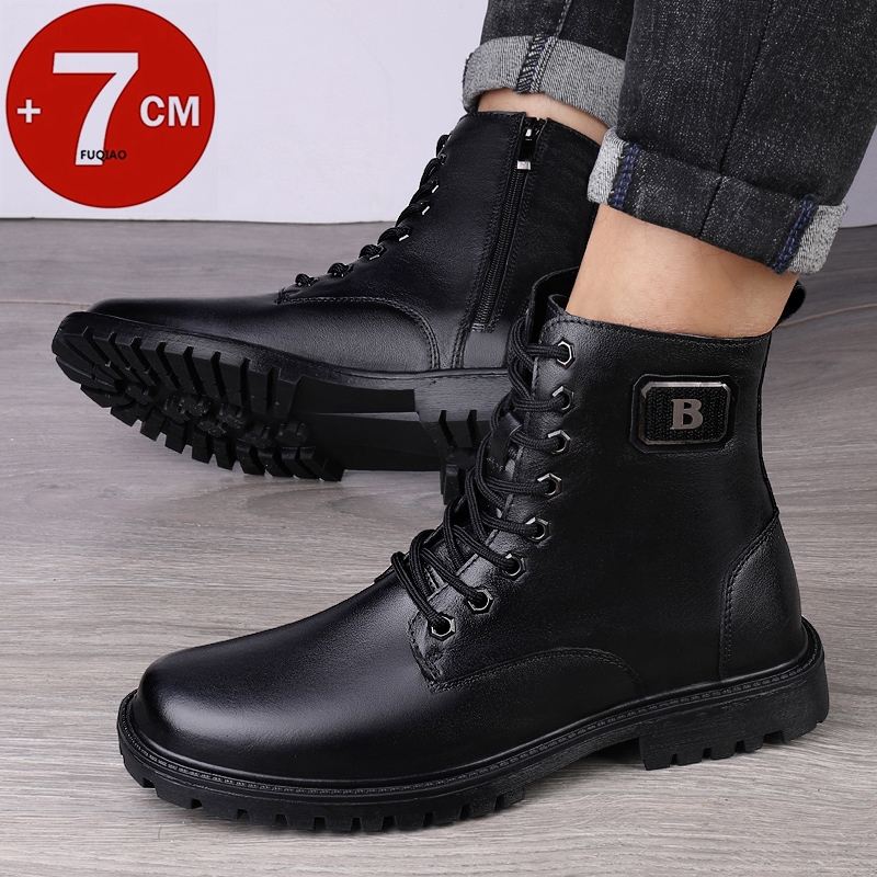 Sepatu Boots Kulit Asli Pria d - Men'S Shoes Height Increase ulasan dan harga