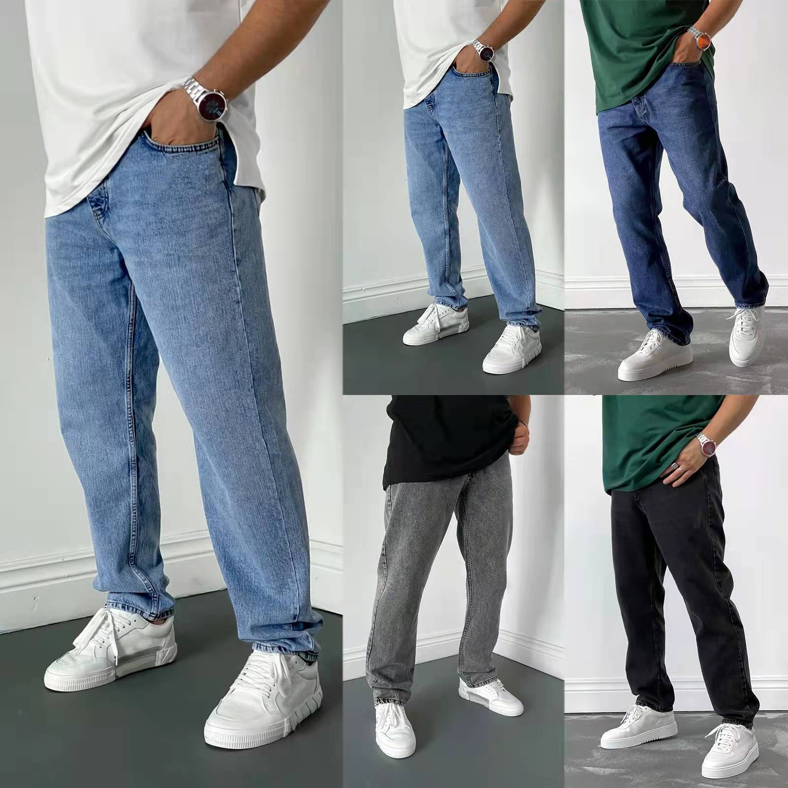 Celana Jeans Slim Straight-leg - Men'S Shoes With Jeans ulasan dan harga
